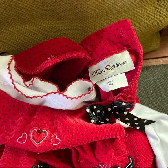 Rare Editions, Toddler 2 pc Cord Jumper w/mock neck onesie. 18 mo HEARTS ❤️ - Picture 6 of 10